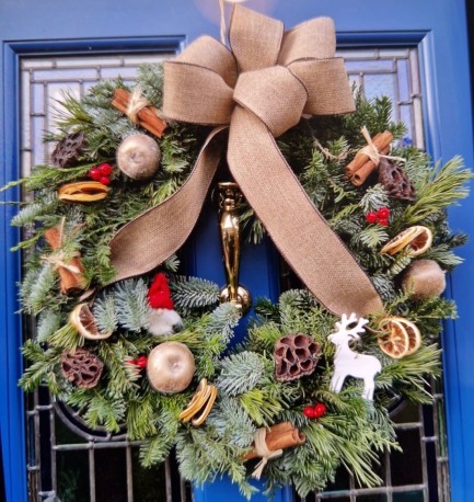 Pine door wreath